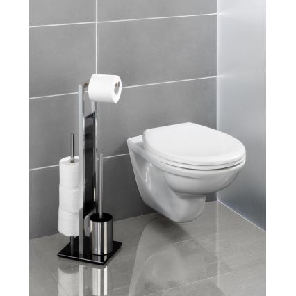 WENKO 22983100 - Scopino WC RIVALTA 18x70 cm acciaio inossidabile/argento/nero