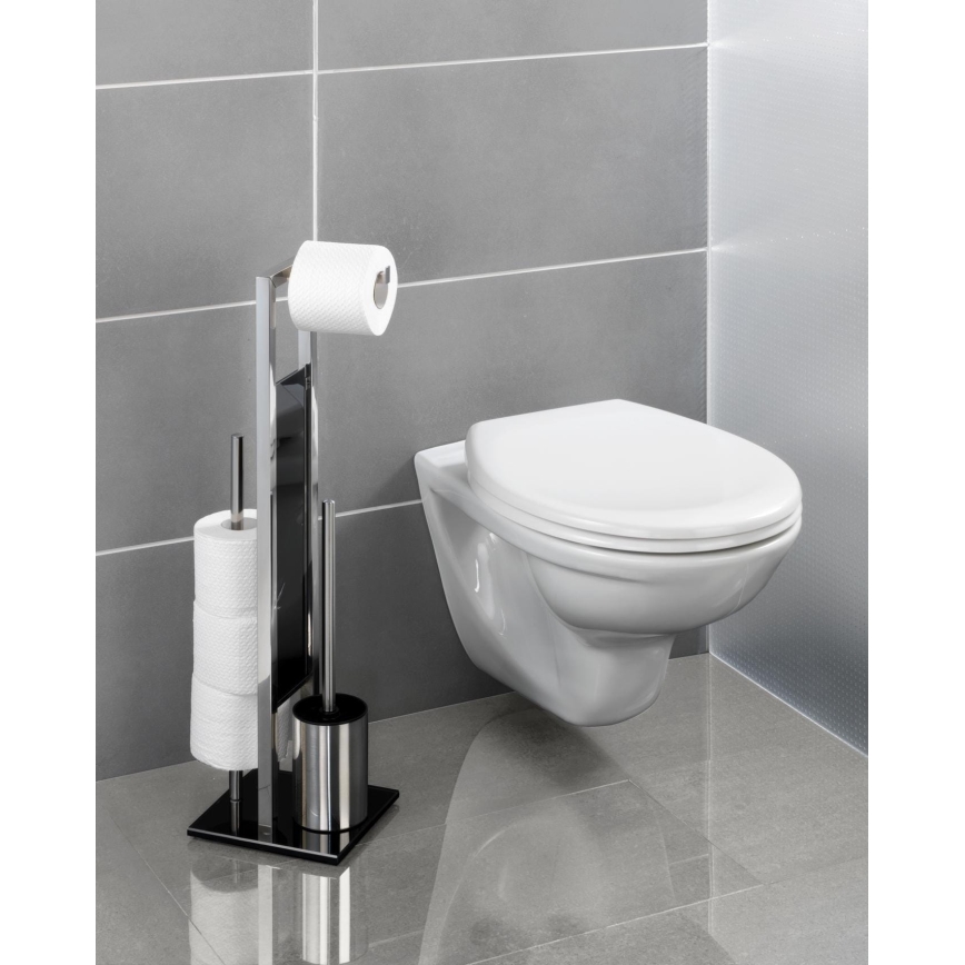 WENKO 22983100 - Scopino WC RIVALTA 18x70 cm acciaio inossidabile/argento/nero