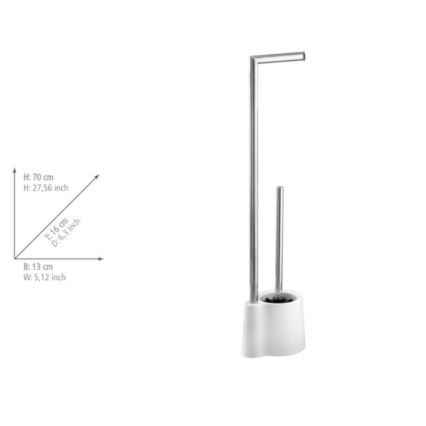 WENKO 22989100 - Scopino per WC AVOLA 13 x 70 cm acciaio inox/bianco/argento
