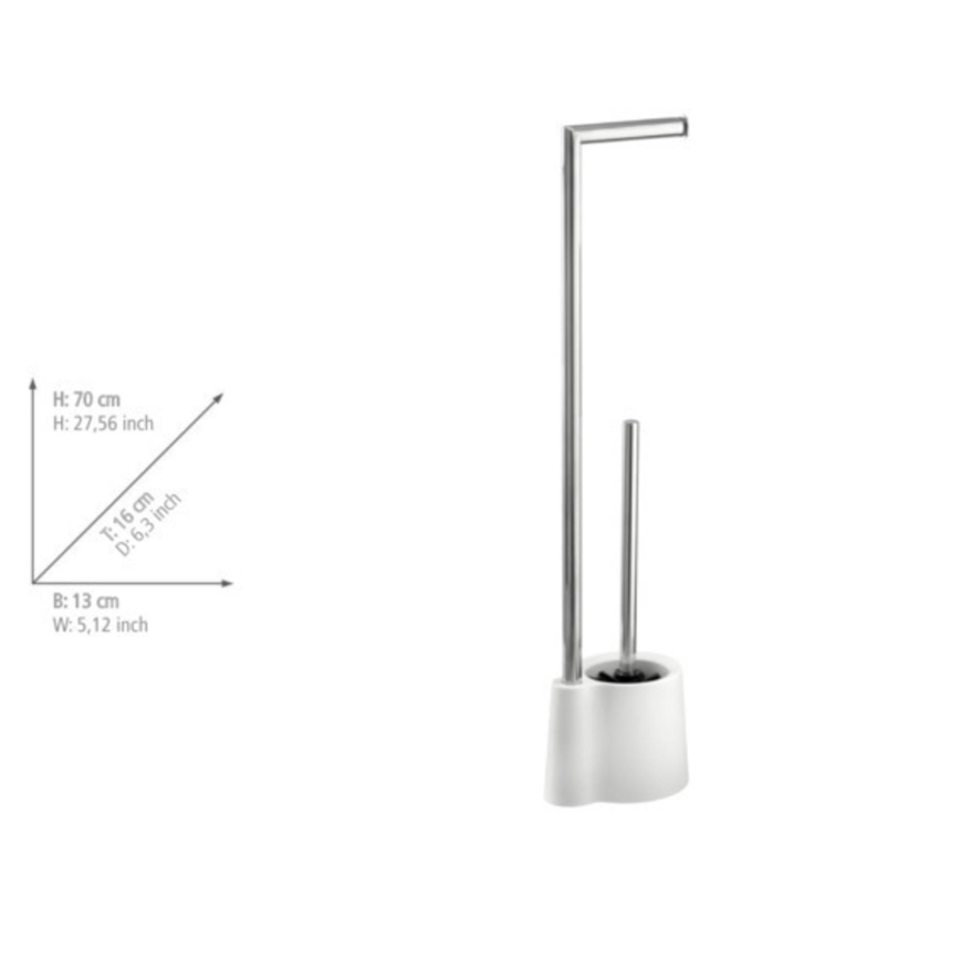 WENKO 22989100 - Scopino per WC AVOLA 13 x 70 cm acciaio inox/bianco/argento