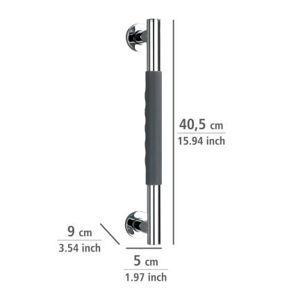 WENKO 23284100-Maniglione SECURA 40,5x9 cm acciaio inox/antracite/cromo lucido