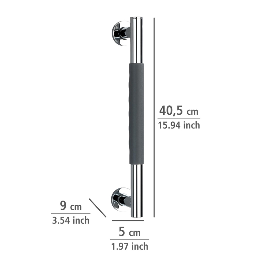 WENKO 23284100-Maniglione SECURA 40,5x9 cm acciaio inox/antracite/cromo lucido