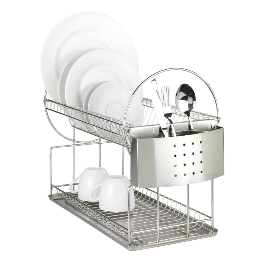 WENKO 2329100 - Scolapiatti DUO 21x33 cm in acciaio inox/argento
