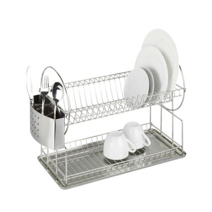 WENKO 2329100 - Scolapiatti DUO 21x33 cm in acciaio inox/argento