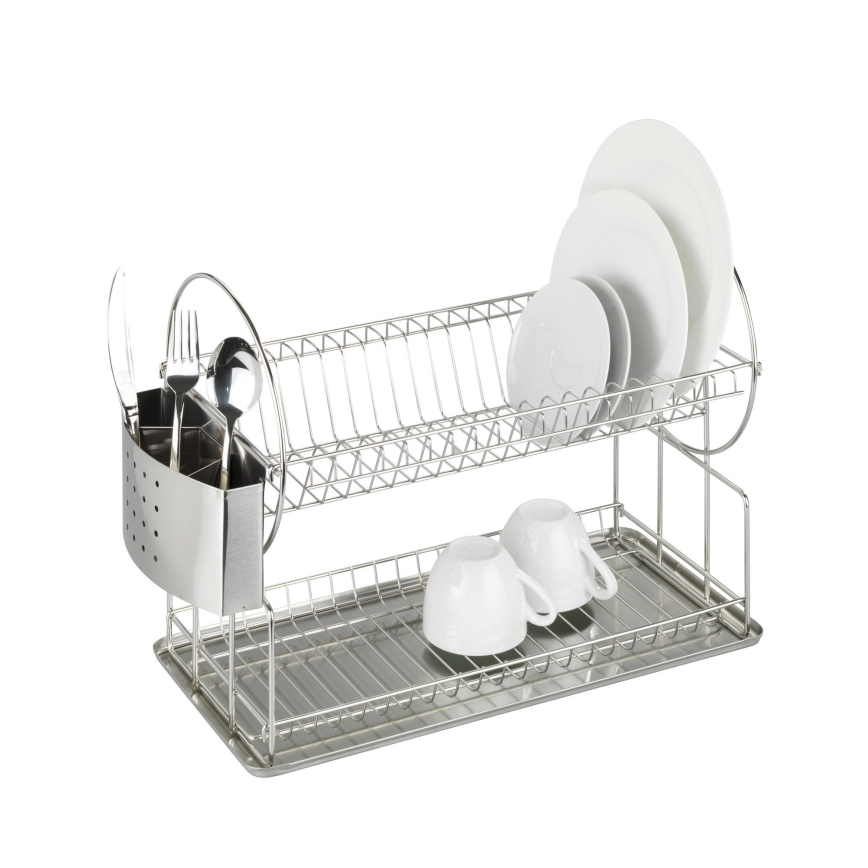WENKO 2329100 - Scolapiatti DUO 21x33 cm in acciaio inox/argento