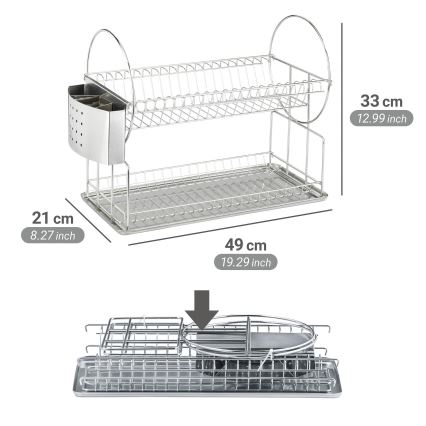 WENKO 2329100 - Scolapiatti DUO 21x33 cm in acciaio inox/argento