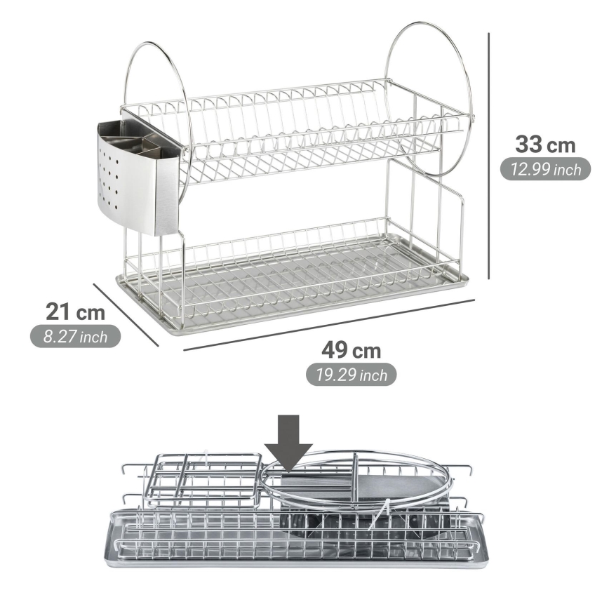 WENKO 2329100 - Scolapiatti DUO 21x33 cm in acciaio inox/argento