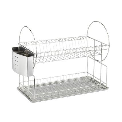 WENKO 2329100 - Scolapiatti DUO 21x33 cm in acciaio inox/argento
