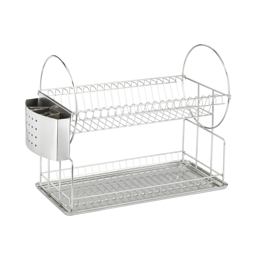 WENKO 2329100 - Scolapiatti DUO 21x33 cm in acciaio inox/argento