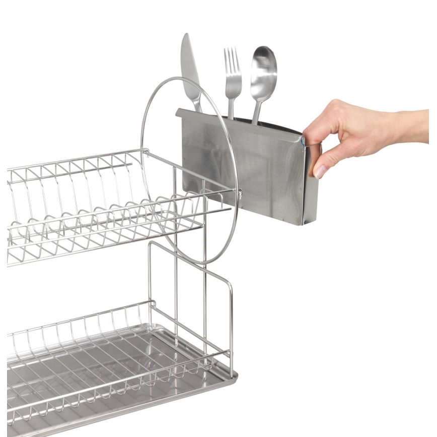 WENKO 2329100 - Scolapiatti DUO 21x33 cm in acciaio inox/argento