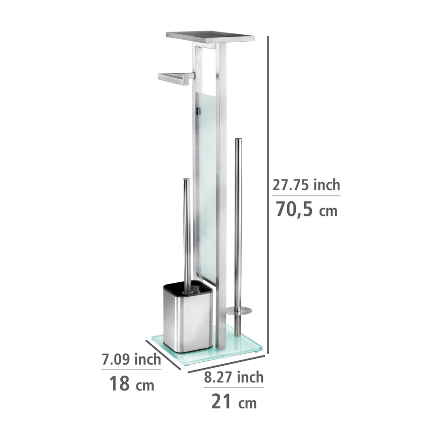 WENKO 23364100 - Scopino WC DEBAR 21x70,5 cm acciaio inox/satinato/bianco