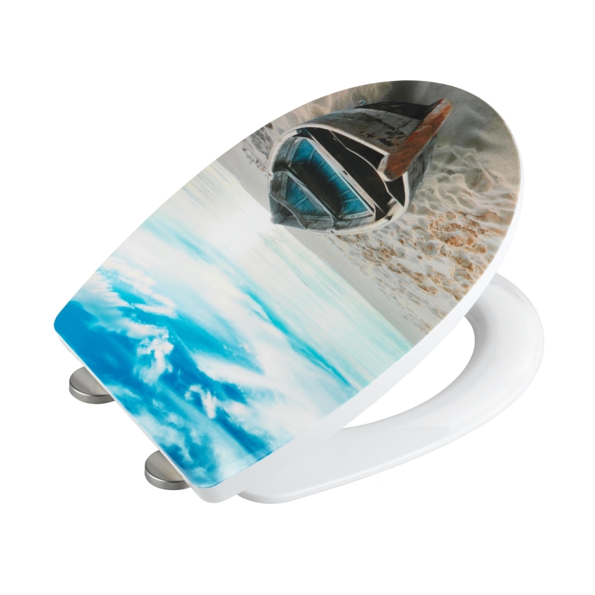 WENKO 23532100-WC Sedile WC resistente portata 300/350 kg, 36,5x45 cm, multicolore/argento