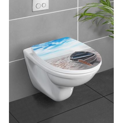WENKO 23532100-WC Sedile WC resistente portata 300/350 kg, 36,5x45 cm, multicolore/argento