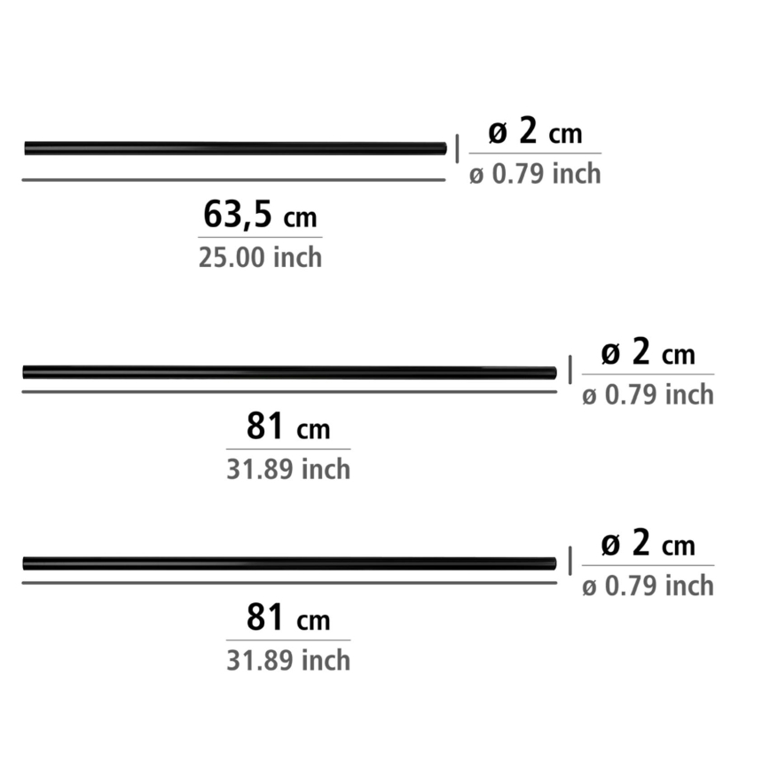 WENKO 23565100 - Asta 2x2 cm nera
