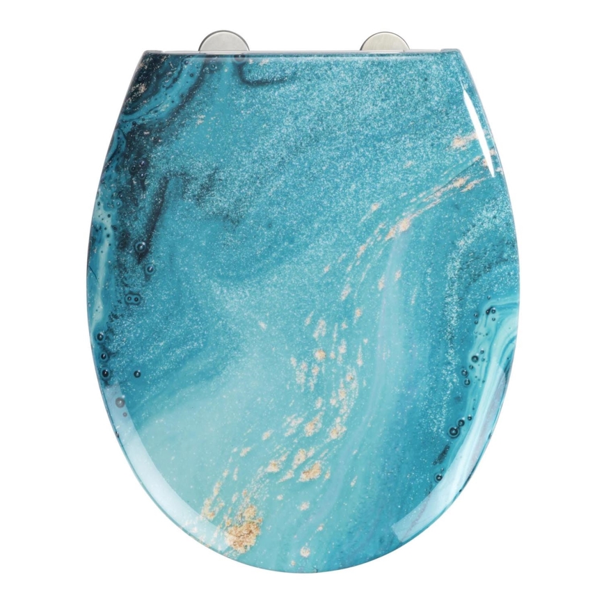 WENKO 23571100-WC Sedile WC robusto con portata 300/350 KG, 44,5x37 cm, multicolore/argento