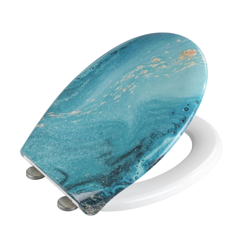 WENKO 23571100-WC Sedile WC robusto con portata 300/350 KG, 44,5x37 cm, multicolore/argento