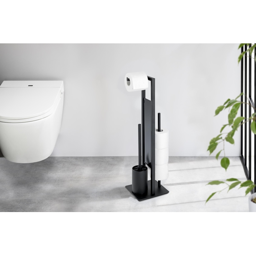 WENKO 23708100 - Scopino WC RIVALTA 18x70 cm nero