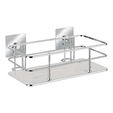 WENKO 23854800 - Mensola TURBO-LOC QUADRO ED. 24x14,5 cm in acciaio inossidabile / cromo lucido