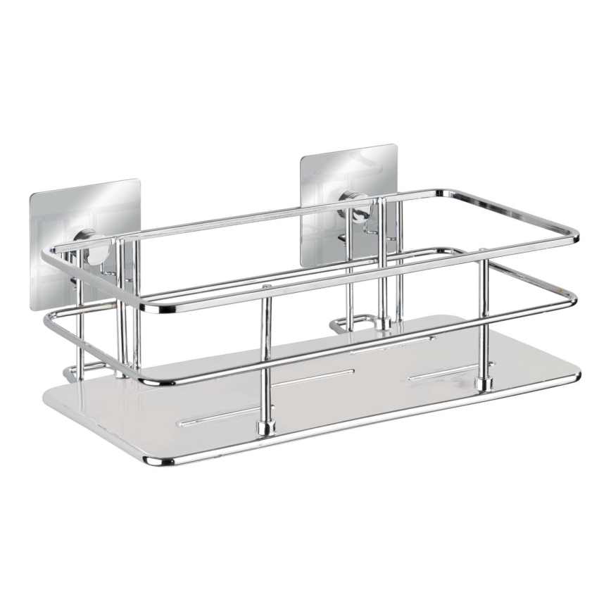WENKO 23854800 - Mensola TURBO-LOC QUADRO ED. 24x14,5 cm in acciaio inossidabile / cromo lucido
