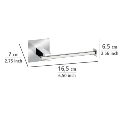 WENKO 23859800 - Portarotolo per carta igienica TURBO-LOC QUADRO ED 16,5x6,5 cm acciaio inox