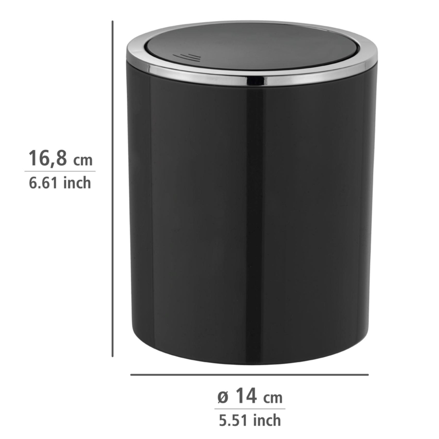 WENKO 23934100 - Cestino INCA 14x16,8 cm nero/cromo lucido