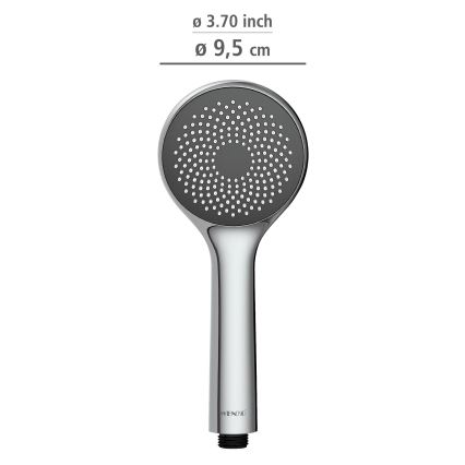 WENKO 23991100 - Soffione doccia SISTEMA DI RISPARMIO IDRICO 9,5x9,5 cm cromo lucido/grigio