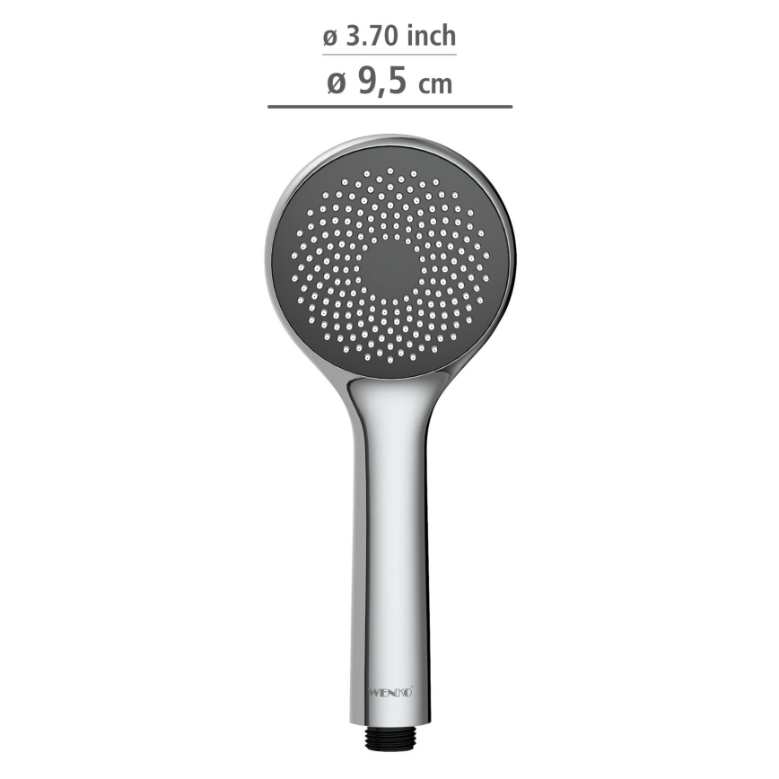 WENKO 23991100 - Soffione doccia SISTEMA DI RISPARMIO IDRICO 9,5x9,5 cm cromo lucido/grigio