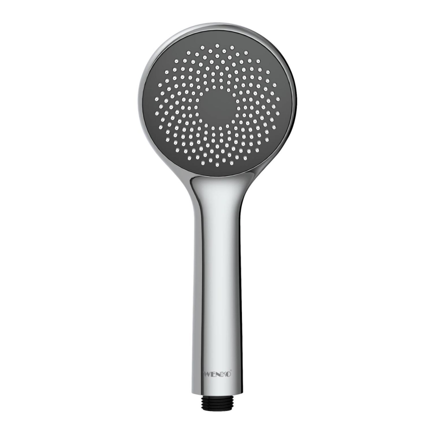 WENKO 23991100 - Soffione doccia SISTEMA DI RISPARMIO IDRICO 9,5x9,5 cm cromo lucido/grigio