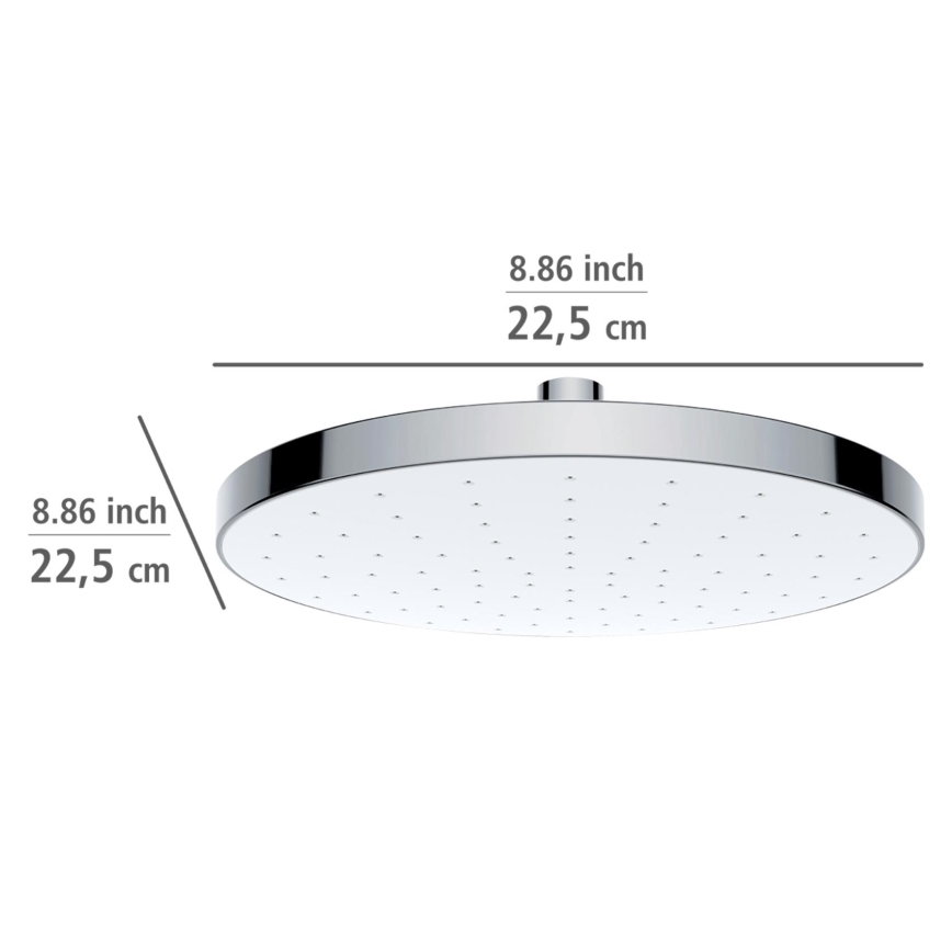WENKO 24000100-Soffione doccia PULIZIA AUTOMATICA 22,5x22,5 cm cromo lucido/bianco