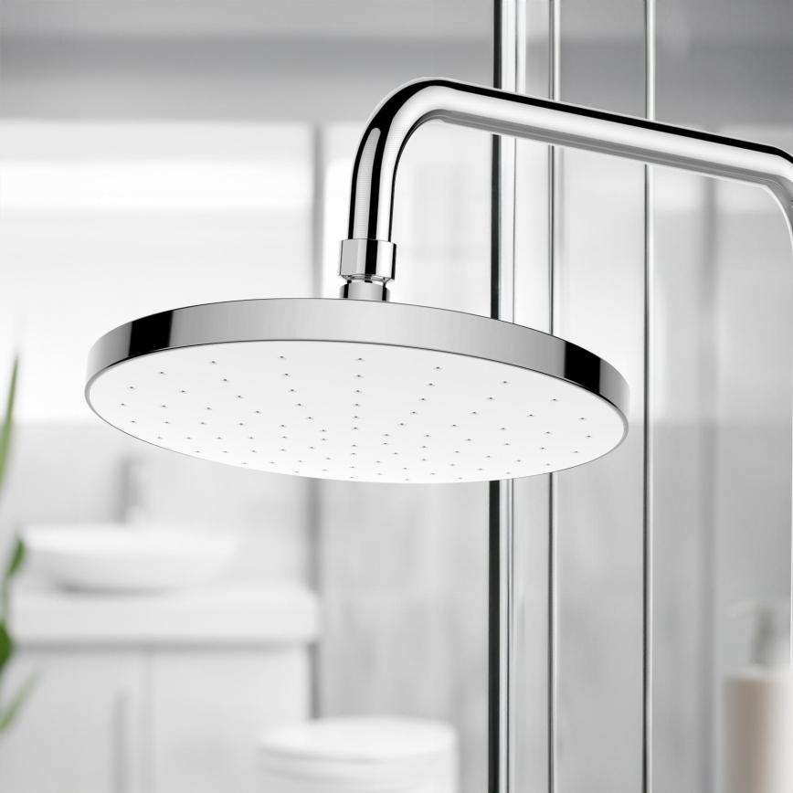WENKO 24000100-Soffione doccia PULIZIA AUTOMATICA 22,5x22,5 cm cromo lucido/bianco
