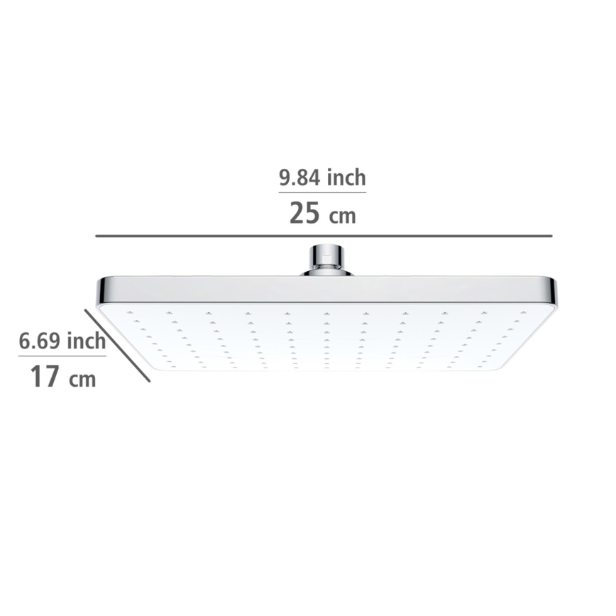 WENKO 24001100 - Soffione doccia PULIZIA AUTOMATICA 25 x 17 cm cromo lucido/bianco