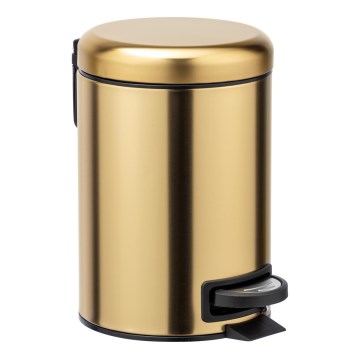 WENKO 24009800 - Cestino per rifiuti LEMAN 17x25 cm acciaio inossidabile/dorato/nero