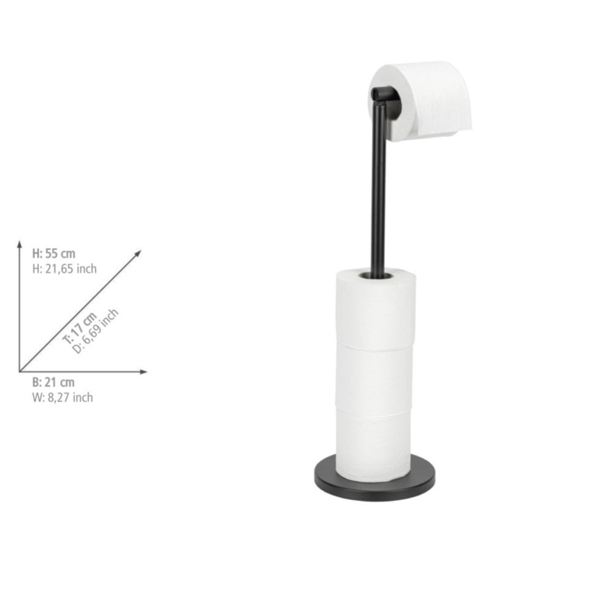 WENKO 24034100 - Portarotolo per carta igienica 21x55 cm nero/argento