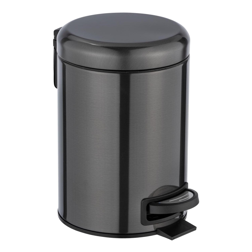 WENKO 24035100 - Cestino LEMAN 17x25 cm acciaio inossidabile/nero
