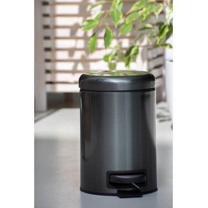 WENKO 24035100 - Cestino LEMAN 17x25 cm acciaio inossidabile/nero