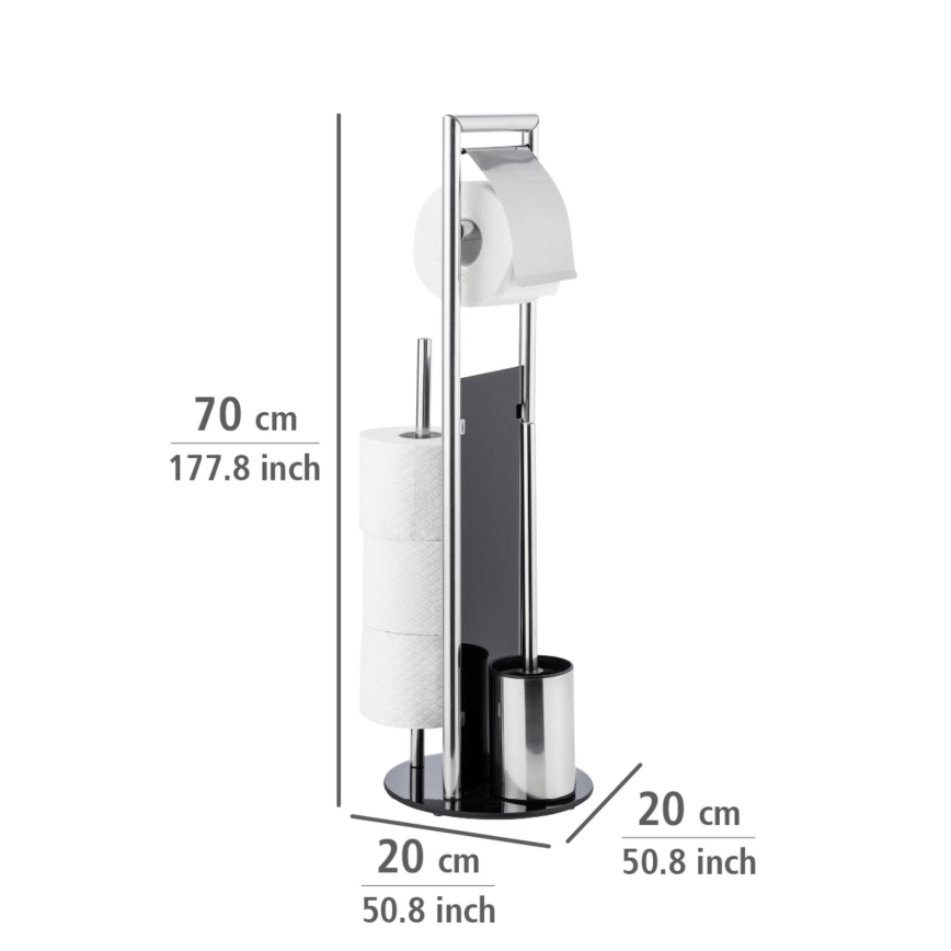 WENKO 24075800 - Set WC RAVINA 20x707 cm acciaio inossidabile/argento/nero