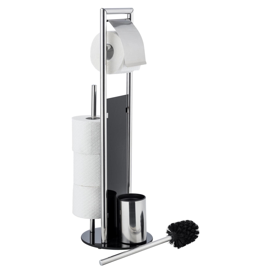 WENKO 24075800 - Set WC RAVINA 20x707 cm acciaio inossidabile/argento/nero