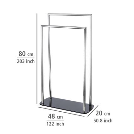 WENKO 24076800 - Porta asciugamani RAVINA 48x80 cm in acciaio inossidabile/argento/nero