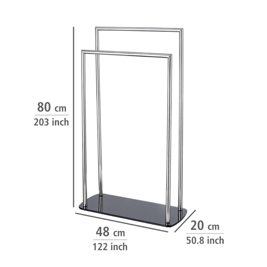 WENKO 24076800 - Porta asciugamani RAVINA 48x80 cm in acciaio inossidabile/argento/nero