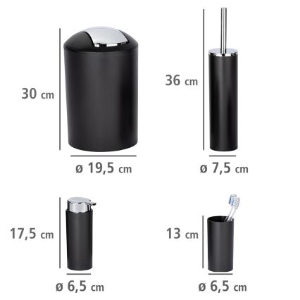 WENKO 24078800 - Set CALVO 6,5x13 cm nero/cromo lucido