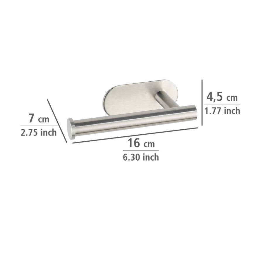 WENKO 24166100 - Portarotolo per carta igienica TURBO-LOC OREA MATT 16x7 cm acciaio inox/argento