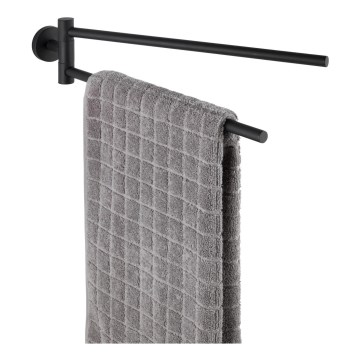 WENKO 24238100-Porta asciugamani BOSIO BLACK 5,5x43 cm acciaio inox/argento