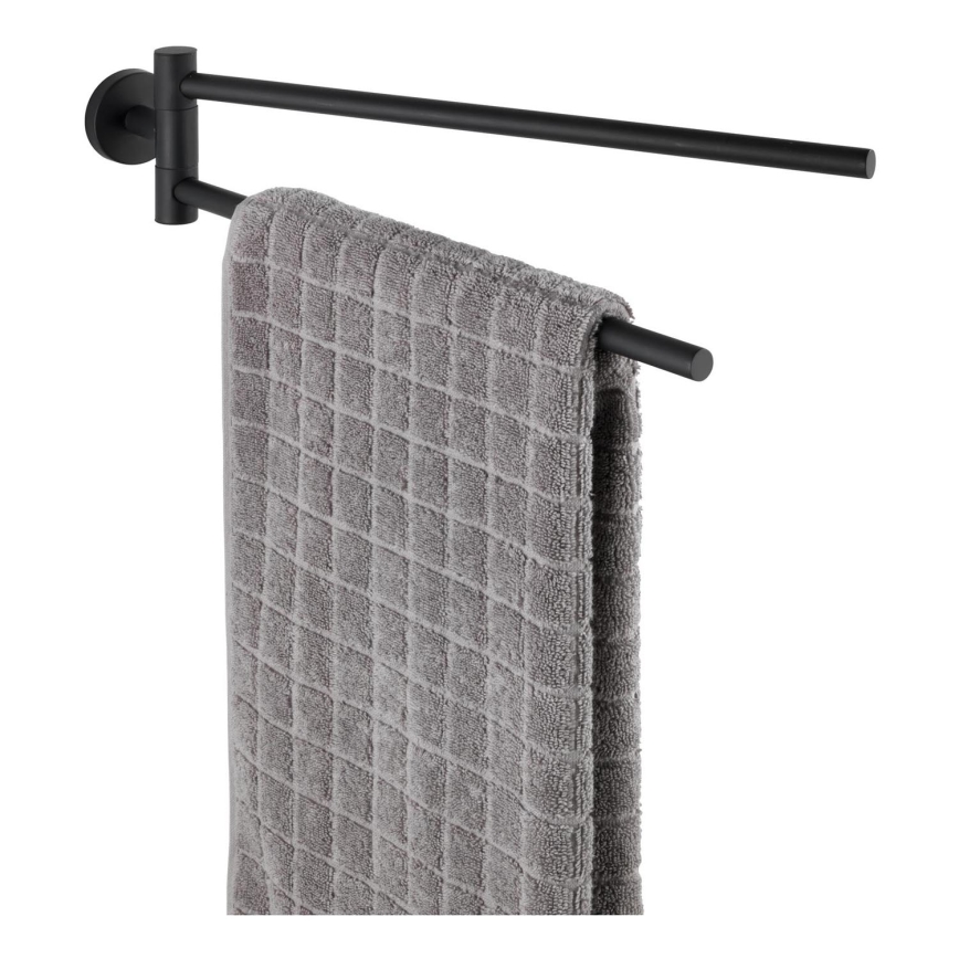 WENKO 24238100-Porta asciugamani BOSIO BLACK 5,5x43 cm acciaio inox/argento