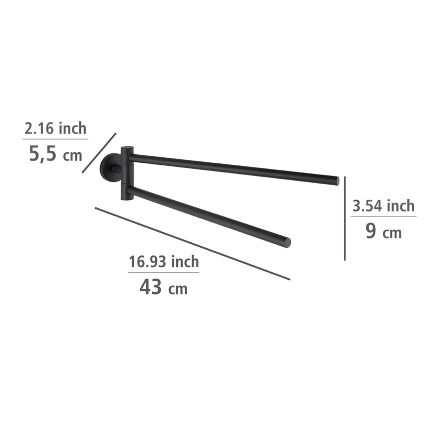 WENKO 24238100-Porta asciugamani BOSIO BLACK 5,5x43 cm acciaio inox/argento
