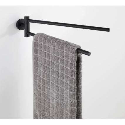 WENKO 24238100-Porta asciugamani BOSIO BLACK 5,5x43 cm acciaio inox/argento