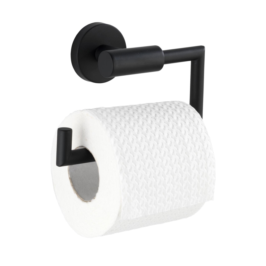 WENKO 24240100- Porta rotolo per carta igienica BOSIO BLACK 15x10,5 cm in acciaio inox/argento