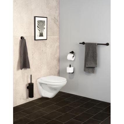 WENKO 24240100- Porta rotolo per carta igienica BOSIO BLACK 15x10,5 cm in acciaio inox/argento