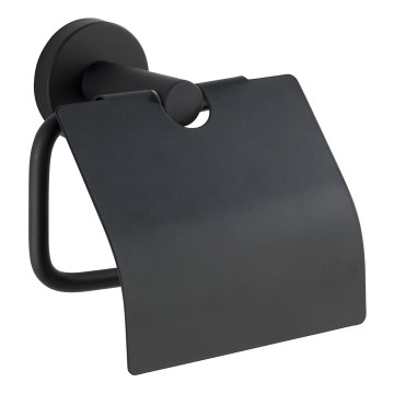 WENKO 24241100-Portarotolo per carta igienica BOSIO BLACK 15x13,5 cm acciaio inox/argento