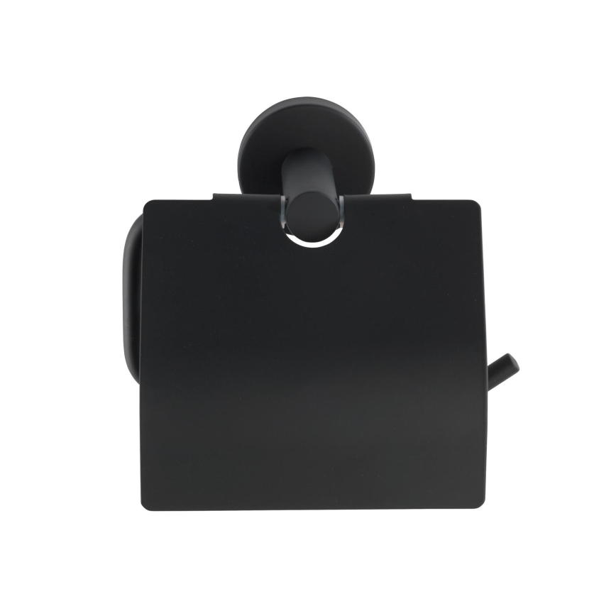 WENKO 24241100-Portarotolo per carta igienica BOSIO BLACK 15x13,5 cm acciaio inox/argento