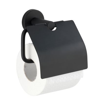 WENKO 24241100-Portarotolo per carta igienica BOSIO BLACK 15x13,5 cm acciaio inox/argento